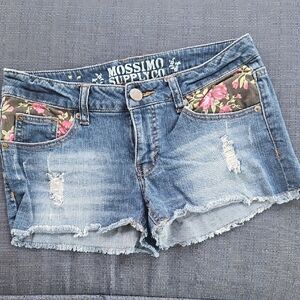 Mossimo Supply Co. Blue Jean Shorts with Pink Floral Pockets